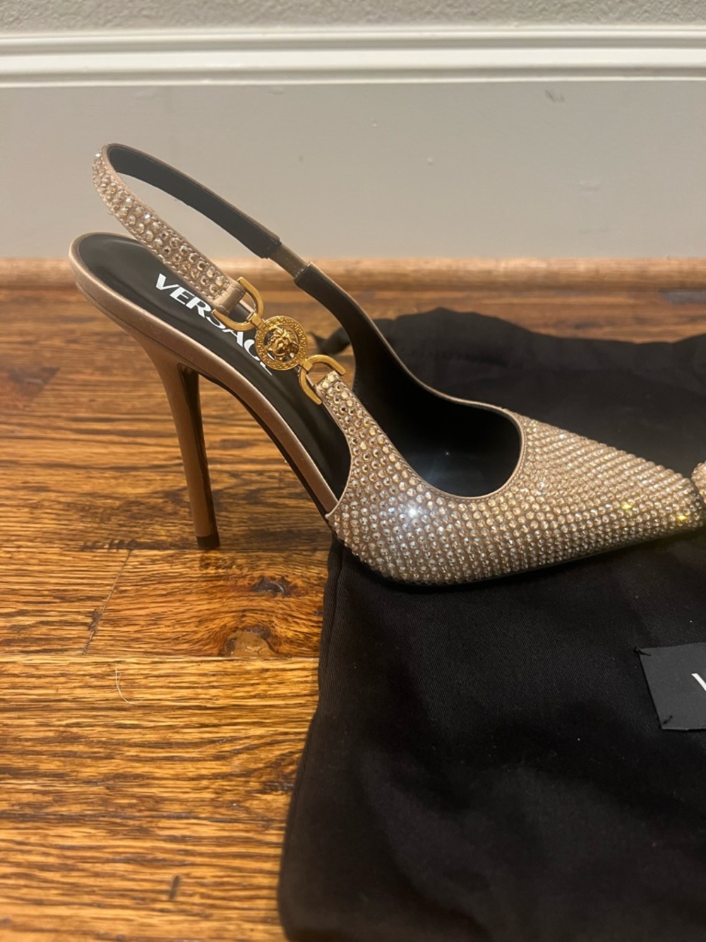 Versace Champagne Crystal Slingback Heels - Picture 5 of 6